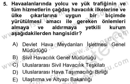 Yer Hizmetleri Yönetimi Dersi 2020 - 2021 Yılı Yaz Okulu Sınav Soruları 5. Soru