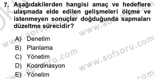 Yer Hizmetleri Yönetimi Dersi 2020 - 2021 Yılı Yaz Okulu Sınav Soruları 7. Soru