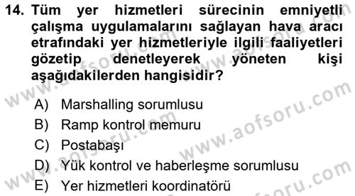 Yer Hizmetleri Yönetimi Dersi 2021 - 2022 Yılı (Vize) Ara Sınavı 14. Soru