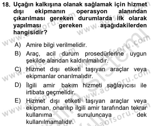 Yer Hizmetleri Yönetimi Dersi 2021 - 2022 Yılı (Vize) Ara Sınavı 18. Soru