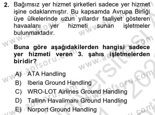 Yer Hizmetleri Yönetimi Dersi 2021 - 2022 Yılı (Vize) Ara Sınav Soruları 2. Soru