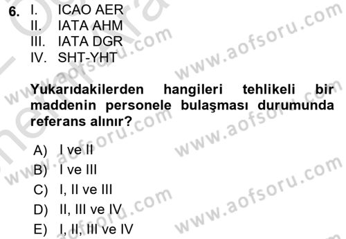 Yer Hizmetleri Yönetimi Dersi 2021 - 2022 Yılı (Vize) Ara Sınavı 6. Soru