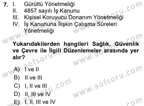 Yer Hizmetleri Yönetimi Dersi 2021 - 2022 Yılı (Vize) Ara Sınavı 7. Soru