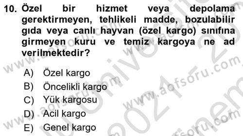 Yer Hizmetleri Yönetimi Dersi 2021 - 2022 Yılı (Final) Dönem Sonu Sınav Soruları 10. Soru