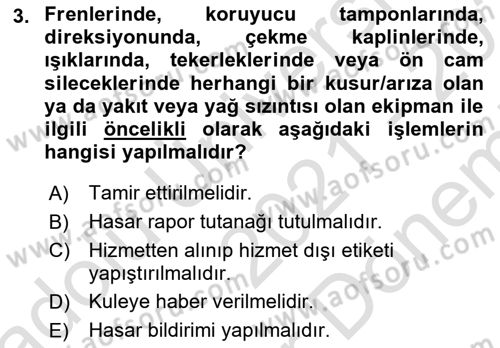 Yer Hizmetleri Yönetimi Dersi 2021 - 2022 Yılı (Final) Dönem Sonu Sınav Soruları 3. Soru