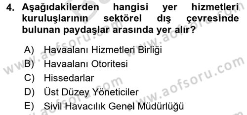 Yer Hizmetleri Yönetimi Dersi 2021 - 2022 Yılı (Final) Dönem Sonu Sınav Soruları 4. Soru