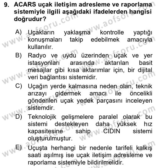 Yer Hizmetleri Yönetimi Dersi 2021 - 2022 Yılı (Final) Dönem Sonu Sınav Soruları 9. Soru