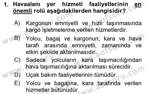 Yer Hizmetleri Yönetimi Dersi 2021 - 2022 Yılı Yaz Okulu Sınav Soruları 1. Soru