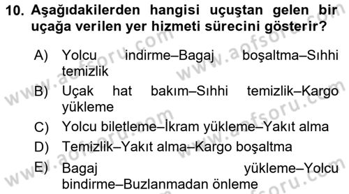 Yer Hizmetleri Yönetimi Dersi 2021 - 2022 Yılı Yaz Okulu Sınav Soruları 10. Soru