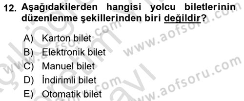 Yer Hizmetleri Yönetimi Dersi 2021 - 2022 Yılı Yaz Okulu Sınav Soruları 12. Soru