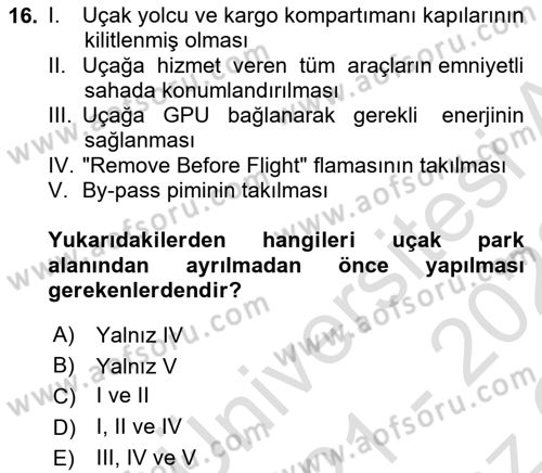Yer Hizmetleri Yönetimi Dersi 2021 - 2022 Yılı Yaz Okulu Sınav Soruları 16. Soru
