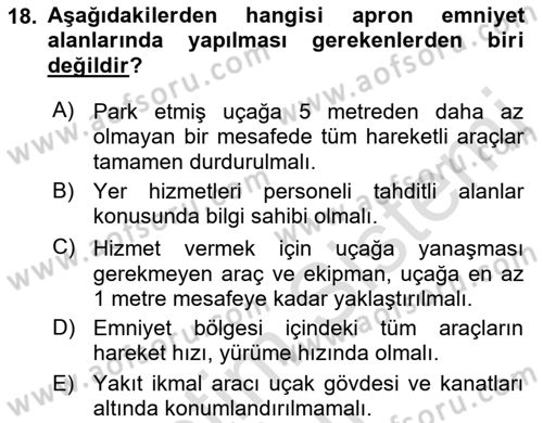 Yer Hizmetleri Yönetimi Dersi 2021 - 2022 Yılı Yaz Okulu Sınav Soruları 18. Soru