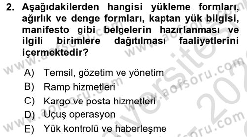 Yer Hizmetleri Yönetimi Dersi 2021 - 2022 Yılı Yaz Okulu Sınav Soruları 2. Soru