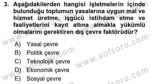 Yer Hizmetleri Yönetimi Dersi 2021 - 2022 Yılı Yaz Okulu Sınav Soruları 3. Soru