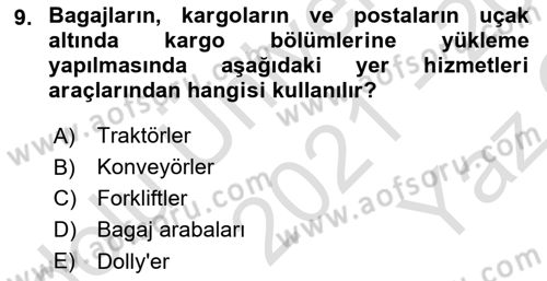 Yer Hizmetleri Yönetimi Dersi 2021 - 2022 Yılı Yaz Okulu Sınav Soruları 9. Soru