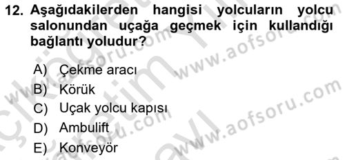 Yer Hizmetleri Yönetimi Dersi 2022 - 2023 Yılı Yaz Okulu Sınav Soruları 12. Soru