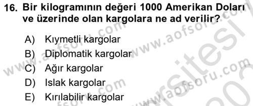 Yer Hizmetleri Yönetimi Dersi 2022 - 2023 Yılı Yaz Okulu Sınav Soruları 16. Soru