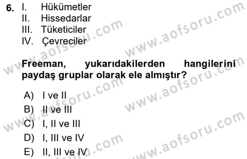 Yer Hizmetleri Yönetimi Dersi 2022 - 2023 Yılı Yaz Okulu Sınav Soruları 6. Soru