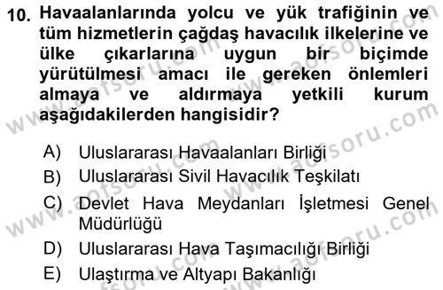 Yer Hizmetleri Yönetimi Dersi 2023 - 2024 Yılı (Vize) Ara Sınav Soruları 10. Soru