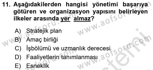 Yer Hizmetleri Yönetimi Dersi 2023 - 2024 Yılı (Vize) Ara Sınav Soruları 11. Soru