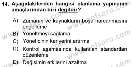 Yer Hizmetleri Yönetimi Dersi 2023 - 2024 Yılı (Vize) Ara Sınav Soruları 14. Soru