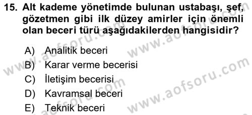 Yer Hizmetleri Yönetimi Dersi 2023 - 2024 Yılı (Vize) Ara Sınav Soruları 15. Soru