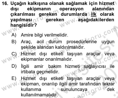 Yer Hizmetleri Yönetimi Dersi 2023 - 2024 Yılı (Vize) Ara Sınav Soruları 16. Soru