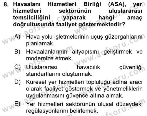 Yer Hizmetleri Yönetimi Dersi 2023 - 2024 Yılı (Vize) Ara Sınav Soruları 8. Soru