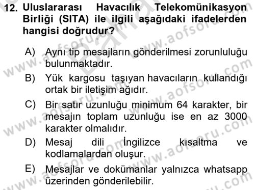 Yer Hizmetleri Yönetimi Dersi 2023 - 2024 Yılı (Final) Dönem Sonu Sınav Soruları 12. Soru