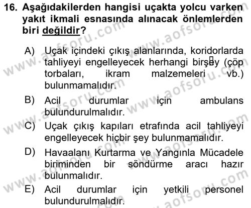Yer Hizmetleri Yönetimi Dersi 2023 - 2024 Yılı (Final) Dönem Sonu Sınav Soruları 16. Soru