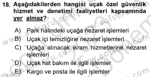 Yer Hizmetleri Yönetimi Dersi 2023 - 2024 Yılı (Final) Dönem Sonu Sınav Soruları 18. Soru
