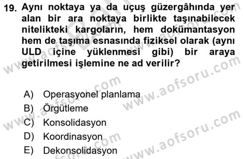 Yer Hizmetleri Yönetimi Dersi 2023 - 2024 Yılı (Final) Dönem Sonu Sınav Soruları 19. Soru