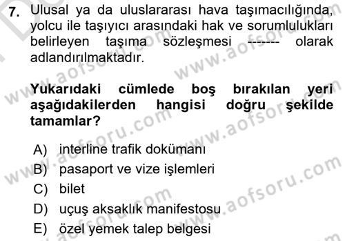 Yer Hizmetleri Yönetimi Dersi 2023 - 2024 Yılı (Final) Dönem Sonu Sınav Soruları 7. Soru