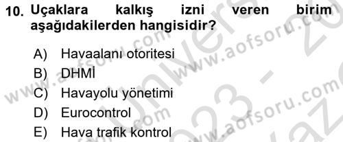 Yer Hizmetleri Yönetimi Dersi 2023 - 2024 Yılı Yaz Okulu Sınav Soruları 10. Soru