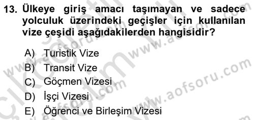 Yer Hizmetleri Yönetimi Dersi 2023 - 2024 Yılı Yaz Okulu Sınav Soruları 13. Soru