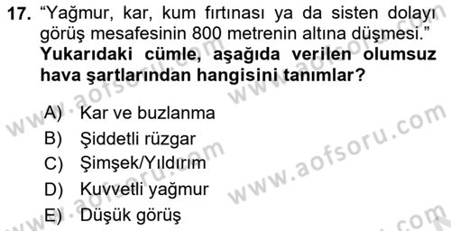 Yer Hizmetleri Yönetimi Dersi 2023 - 2024 Yılı Yaz Okulu Sınav Soruları 17. Soru