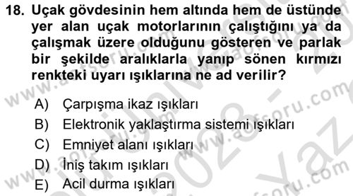 Yer Hizmetleri Yönetimi Dersi 2023 - 2024 Yılı Yaz Okulu Sınav Soruları 18. Soru