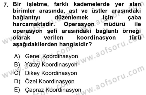 Yer Hizmetleri Yönetimi Dersi 2023 - 2024 Yılı Yaz Okulu Sınav Soruları 7. Soru