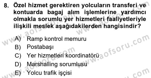 Yer Hizmetleri Yönetimi Dersi 2023 - 2024 Yılı Yaz Okulu Sınav Soruları 8. Soru