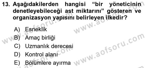 Yer Hizmetleri Yönetimi Dersi 2024 - 2025 Yılı (Vize) Ara Sınav Soruları 13. Soru