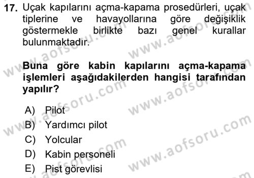 Yer Hizmetleri Yönetimi Dersi 2024 - 2025 Yılı (Vize) Ara Sınav Soruları 17. Soru