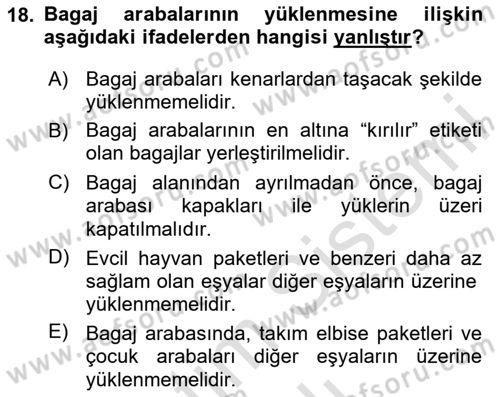 Yer Hizmetleri Yönetimi Dersi 2024 - 2025 Yılı (Vize) Ara Sınav Soruları 18. Soru