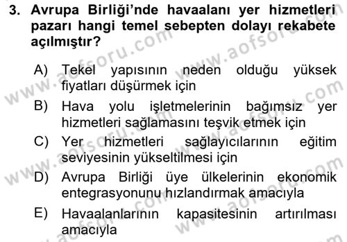 Yer Hizmetleri Yönetimi Dersi 2024 - 2025 Yılı (Vize) Ara Sınav Soruları 3. Soru