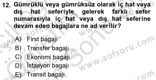 Yer Hizmetleri Yönetimi Dersi 2024 - 2025 Yılı (Final) Dönem Sonu Sınav Soruları 12. Soru