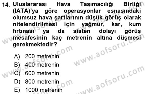 Yer Hizmetleri Yönetimi Dersi 2024 - 2025 Yılı (Final) Dönem Sonu Sınav Soruları 14. Soru