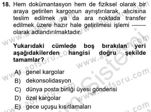 Yer Hizmetleri Yönetimi Dersi 2024 - 2025 Yılı (Final) Dönem Sonu Sınav Soruları 18. Soru