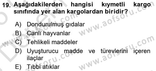 Yer Hizmetleri Yönetimi Dersi 2024 - 2025 Yılı (Final) Dönem Sonu Sınav Soruları 19. Soru