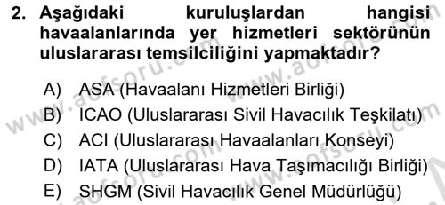 Yer Hizmetleri Yönetimi Dersi 2024 - 2025 Yılı (Final) Dönem Sonu Sınav Soruları 2. Soru
