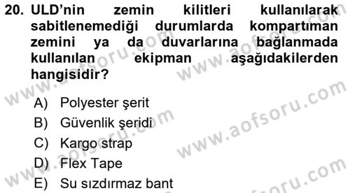 Yer Hizmetleri Yönetimi Dersi 2024 - 2025 Yılı (Final) Dönem Sonu Sınav Soruları 20. Soru