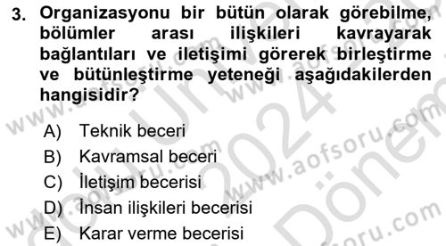 Yer Hizmetleri Yönetimi Dersi 2024 - 2025 Yılı (Final) Dönem Sonu Sınav Soruları 3. Soru
